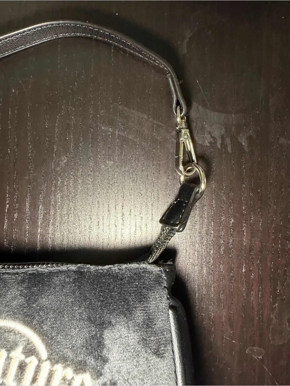 Juicy Couture Girlie Royalty Mini Wristlet Liquorice Black Velour Purse NWT